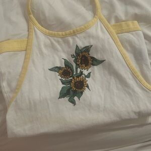 American Eagle Sunflower Halter Top with Yellow Trim